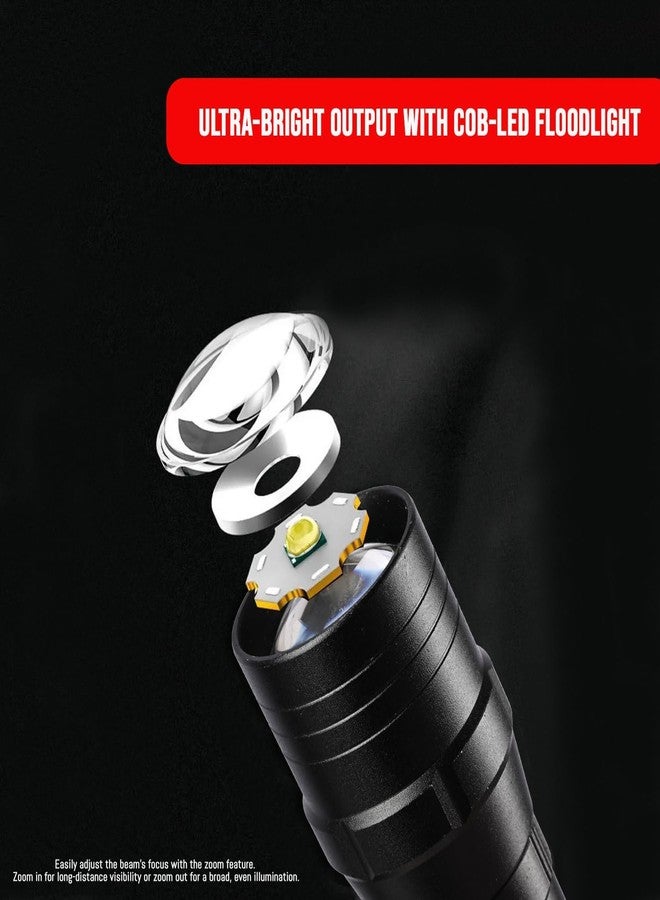 HACER LED Flashlight Mini Camping Torch Pocket Compact Portable USB Rechargeable Lamp with COB Side Lantern for Outdoor Hiking Camping Running - Image 5